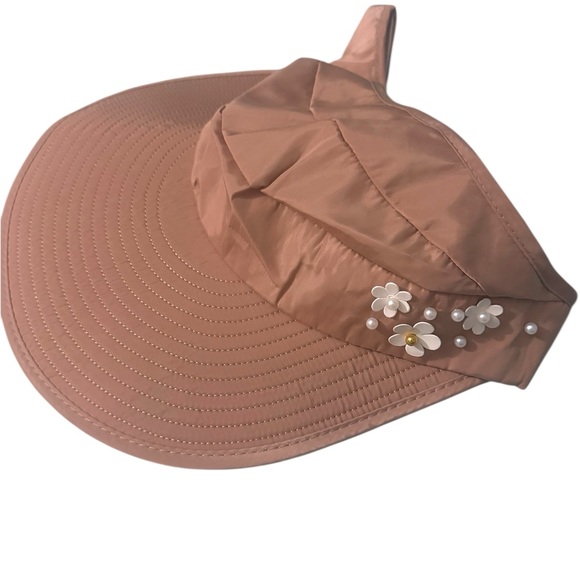 Tan Wide-Brimmed Sun Hat with Embroidery - Picture 2 of 5